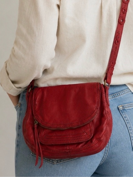 Lucky Brand Handbags - Lucky Brand Red Italian Leather Crossbody Shoulder Bag Boho Vintage Small